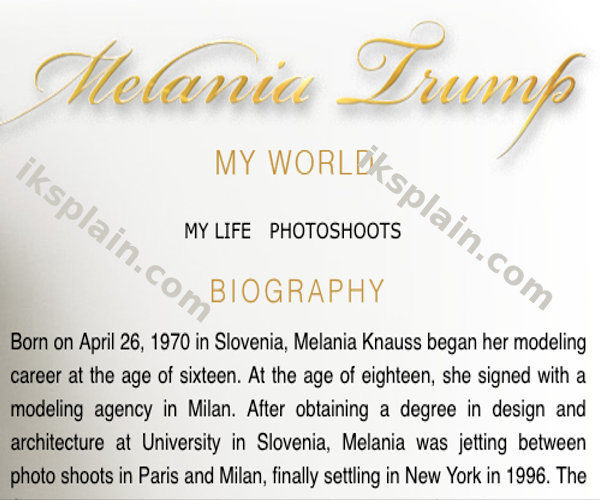 Since being exposed as a liar about her 1 year university education, Melania Trump's website has magically disappeared.