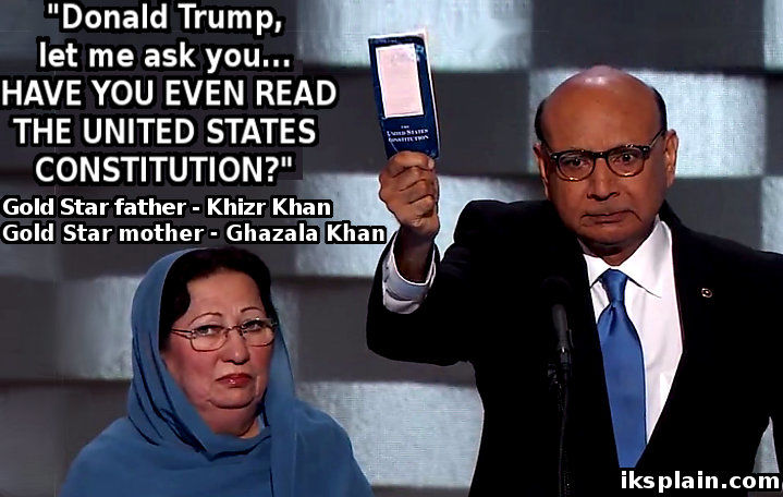 Donald Trump blasted by Khizr Khan at Democratic National Convention.